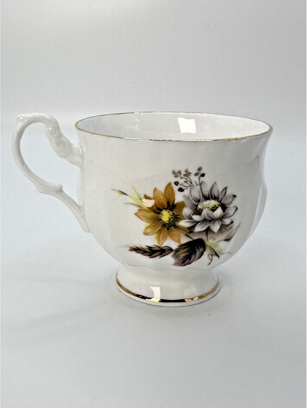 Wildflower Royal Dover Bone China Yellow Floral Teacup Vintage England